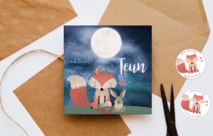Geboortekaartje-vosjes-illustratie